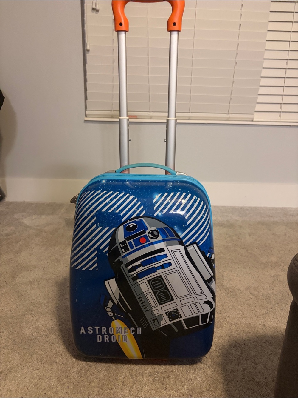 Star Wars Teal Kids Rolling Suitcase with Orange Straps